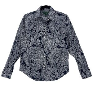 Ralph Lauren Black Paisley Button Down M Non-Iron Long Sleeve Shirt